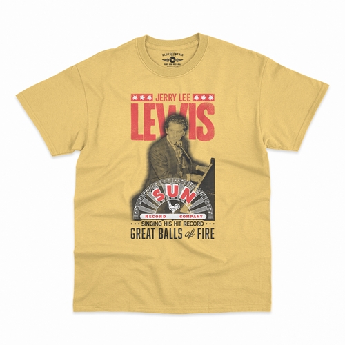 Jerry Lee Lewis x Sun Records Poster T-Shirt - Classic Heavy Cotton - classicyellow