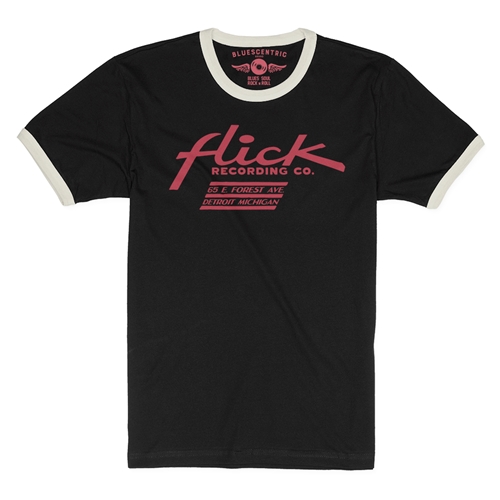 Flick Records Detroit Ringer T-Shirt - ringerblackcreamtrim