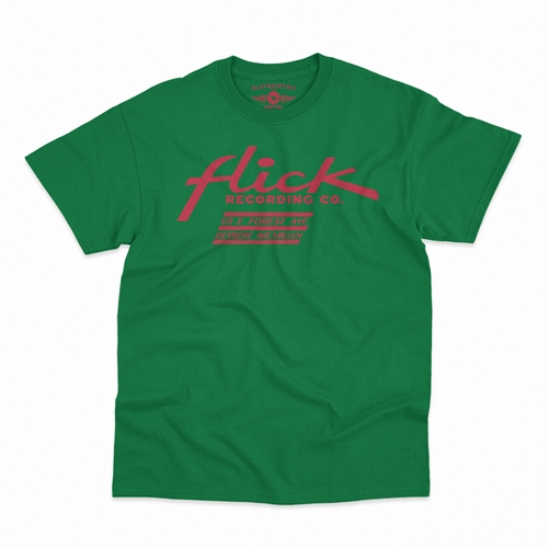 Flick Records Detroit T-Shirt - Classic Heavy Cotton - classickellygreen