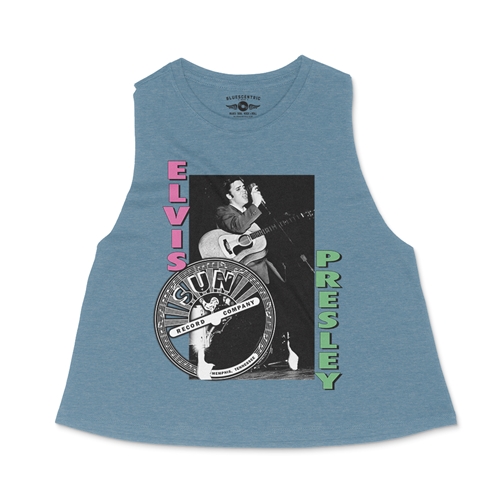 Pink & Lime Elvis Presley Hips Racerback Crop Top - Women
