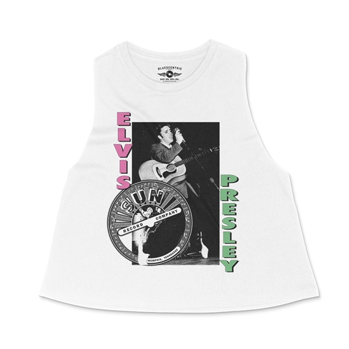 Pink & Lime Elvis Presley Hips Racerback Crop Top - Women