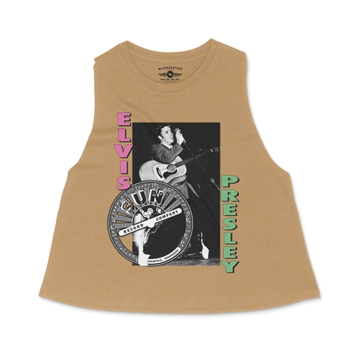 Pink & Lime Elvis Presley Hips Racerback Crop Top - Women