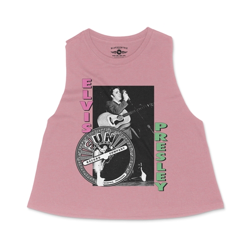 Pink & Lime Elvis Presley Hips Racerback Crop Top - Women