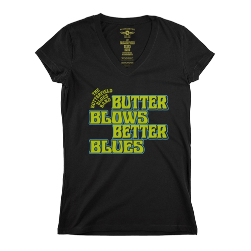 Butter Blows Blues Better Butterfield Band V-Neck T Shirt - Women