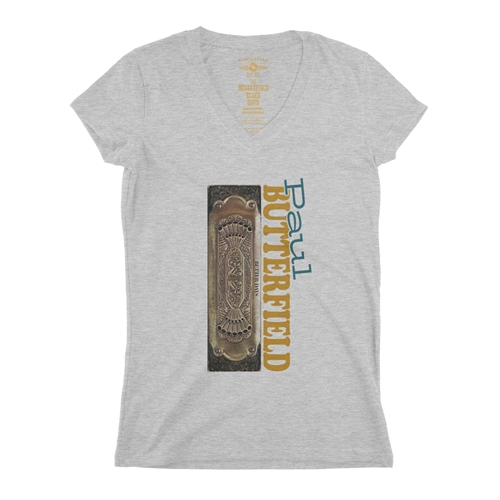 Paul Butterfield Harmonica V-Neck T Shirt - Women