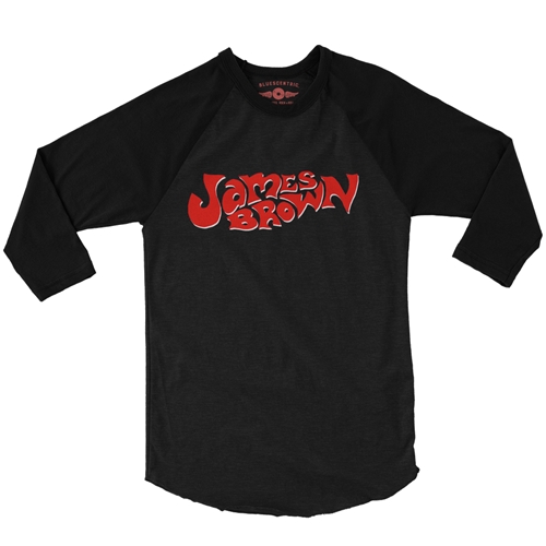 James Brown Soul On Top Logo Baseball T-Shirt - raglanblackblacksleeve