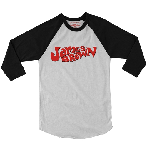 James Brown Soul On Top Logo Baseball T-Shirt - raglanwhiteblacksleeve