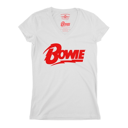 Red David Bowie Diamond Logo V-Neck T Shirt - Women