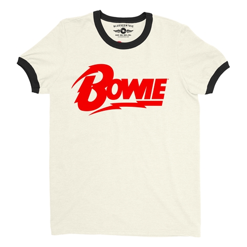 Red David Bowie Diamond Logo  Ringer T-Shirt - ringernaturalblacktrim