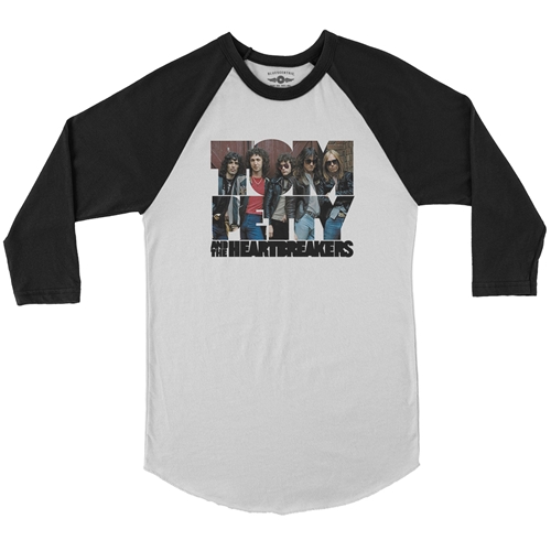 Tom Petty & The Heartbreakers Blue Jeans Baseball T-Shirt - raglanwhiteblacksleeve