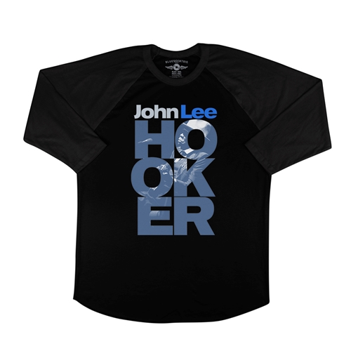 Stacked John Lee Hooker Baseball T-Shirt - raglanblackblacksleeve