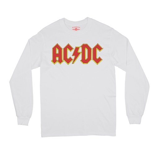 AC/DC Comic Logo Long Sleeve T-Shirt - longsleevewhite