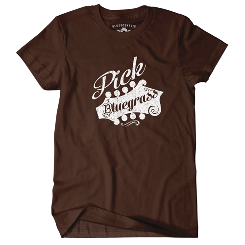 Pick Bluegrass Music T-Shirt - Classic Heavy Cotton - classicchocolate