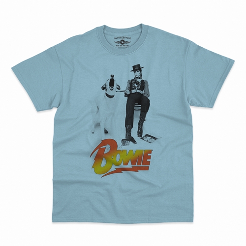 David Bowie with Dog T-Shirt - Classic Heavy Cotton - classiclightblue