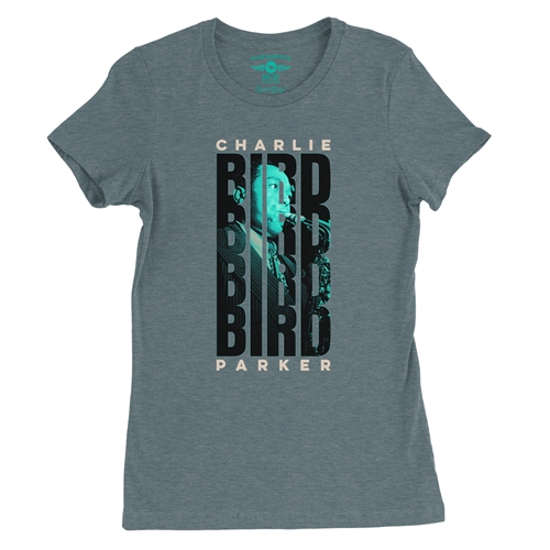 Charlie Parker Saxophone Stack Ladies T Shirt - Relaxed Fit - ladiesheatherdeepteal