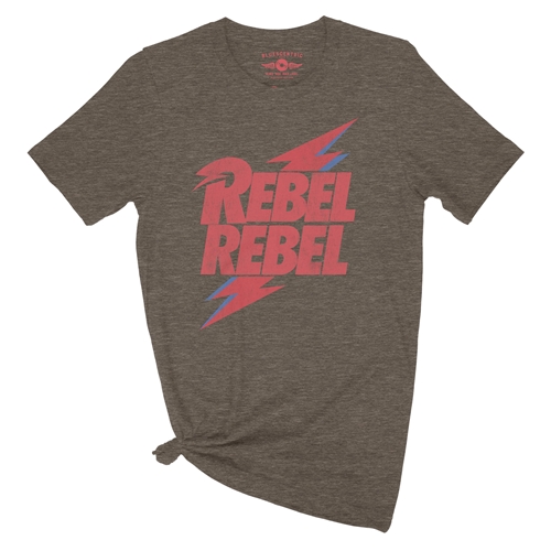 David Bowie Rebel Rebel T-Shirt - Lightweight Vintage Style - vintageheatherbrown