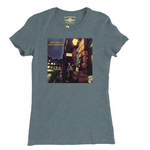 David Bowie Ziggy Stardust Album Cover Ladies T Shirt - Relaxed Fit - ladiesdeepteal