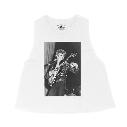 David Bowie Glam Photo Racerback Crop Top - Women