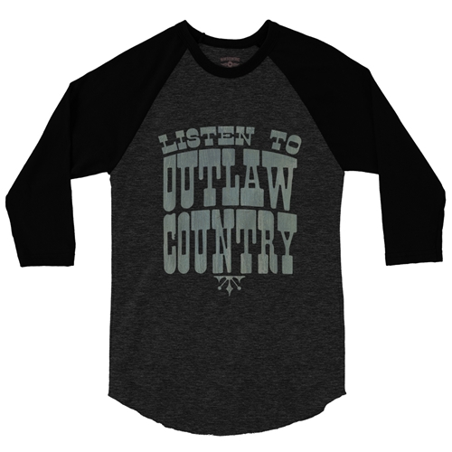 Listen to Outlaw Country Baseball T-Shirt - raglanblackblacksleeve
