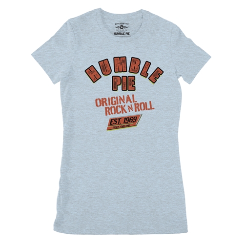 Humble Pie Original Rock n Roll Ladies T Shirt - Relaxed Fit - ladiesheatherprismblue