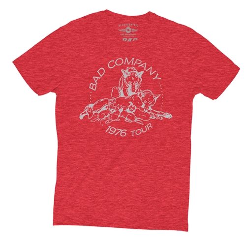 Bad Company 1976 Tour T-Shirt - Lightweight Vintage Style - vintageheatherred