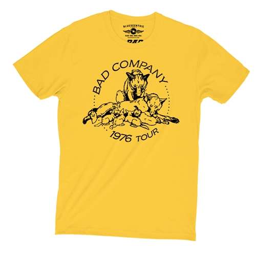 Bad Company 1976 Tour T-Shirt - Lightweight Vintage Style - vintagemaizeyellow