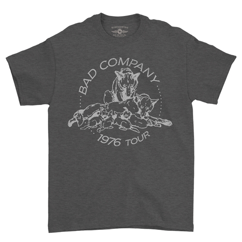 Bad Company 1976 Tour T-Shirt - Classic Heavy Cotton - classicheathergrey