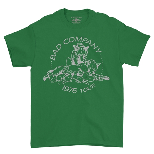 Bad Company 1976 Tour T-Shirt - Classic Heavy Cotton - classickellygreen
