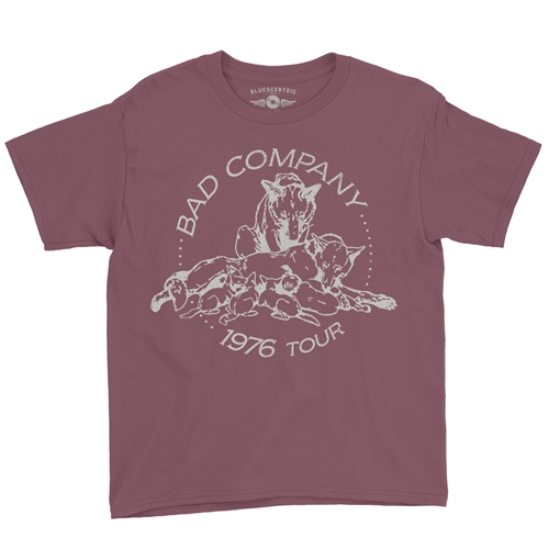 Bad Company 1976 Tour Youth T-Shirt - Lightweight Vintage Children & Toddlers - youthheathermaroon