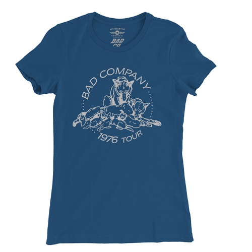 Bad Company 1976 Tour Ladies T Shirt - Relaxed Fit - ladiesblue
