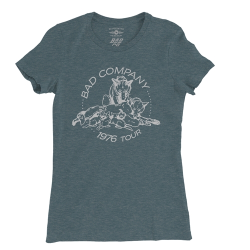 Bad Company 1976 Tour Ladies T Shirt - Relaxed Fit - ladiesheatherdeepteal