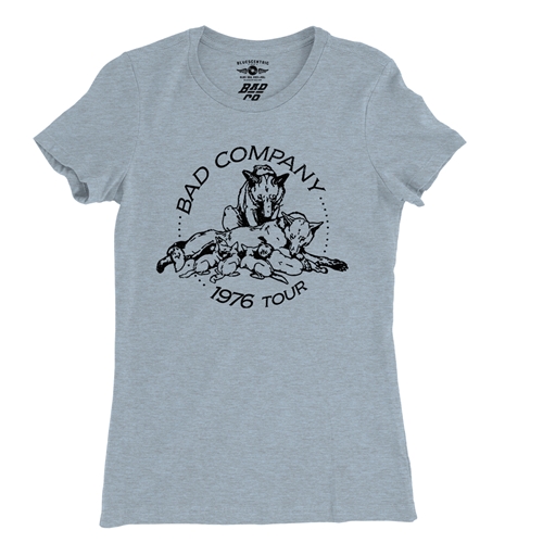 Bad Company 1976 Tour Ladies T Shirt - Relaxed Fit - ladiesheatherprismblue