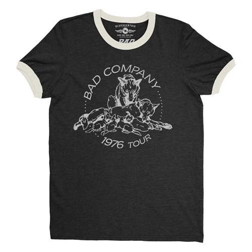 Bad Company 1976 Tour Ringer T-Shirt - ringerblackcreamtrim
