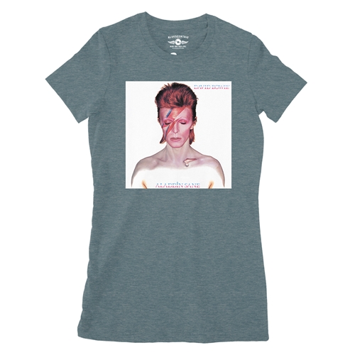 David Bowie Aladdin Sane Album Cover Ladies T Shirt - Relaxed Fit - ladiesheatherdeepteal