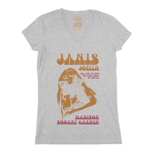 Janis Joplin at Madison Square Garden V-Neck T Shirt - Women