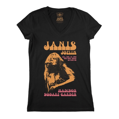 Janis Joplin at Madison Square Garden V-Neck T Shirt - Women