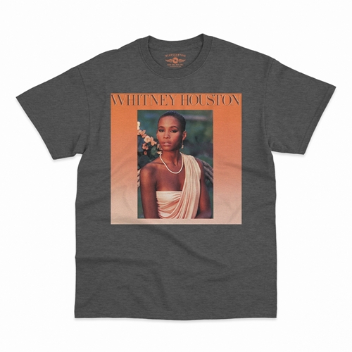 Whitney Houston Debut T-Shirt - Classic Heavy Cotton - classicheathergrey