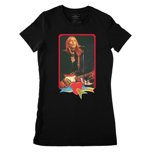 Tom Petty Red Guitar Ladies T Shirt - Relaxed Fit - ladiesblack