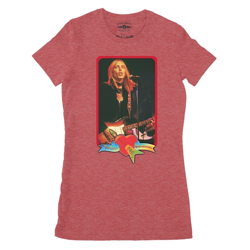 Tom Petty Red Guitar Ladies T Shirt - Relaxed Fit - ladiesheatherred
