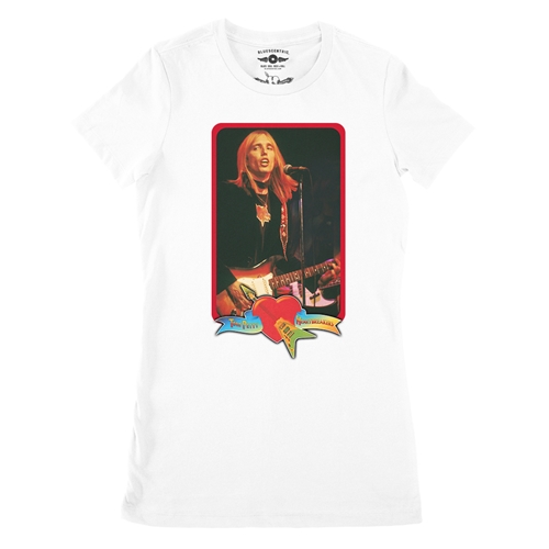 Tom Petty Red Guitar Ladies T Shirt - Relaxed Fit - ladieswhite