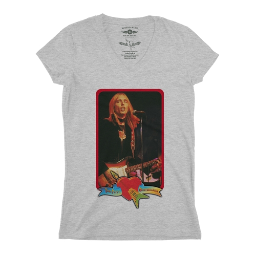 Tom Petty Red Guitar V-Neck T Shirt - Women
