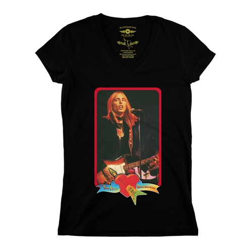 Tom Petty Red Guitar V-Neck T Shirt - Women