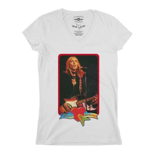Tom Petty Red Guitar V-Neck T Shirt - Women