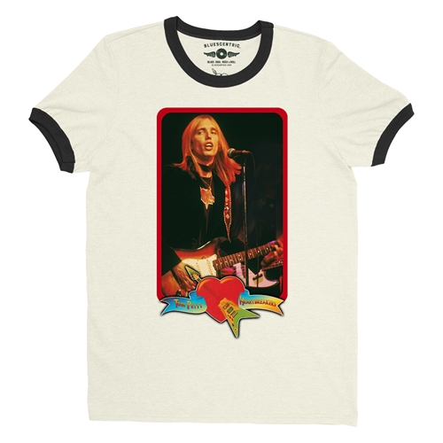 Tom Petty Red Guitar Ringer T-Shirt - ringernaturalblacktrim