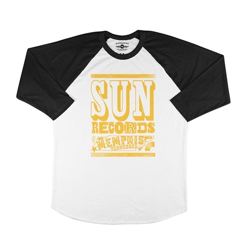 Sun Records Tennessee Home Baseball T-Shirt - raglanwhiteblacksleeve