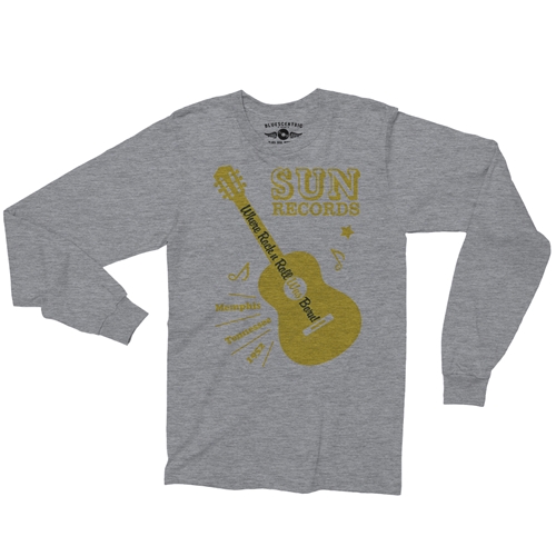 Sun Records Halftone Guitar Long Sleeve T-Shirt - longsleeveathleticheather