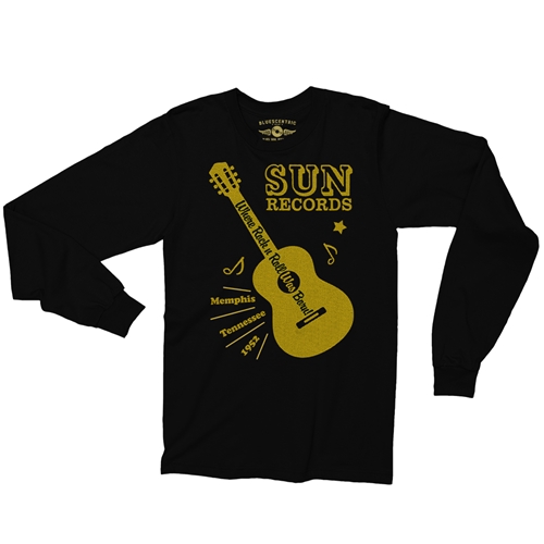 Sun Records Halftone Guitar Long Sleeve T-Shirt - longsleeveblack