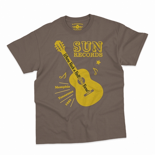 Sun Records Halftone Guitar T-Shirt - Classic Heavy Cotton - classictaupe