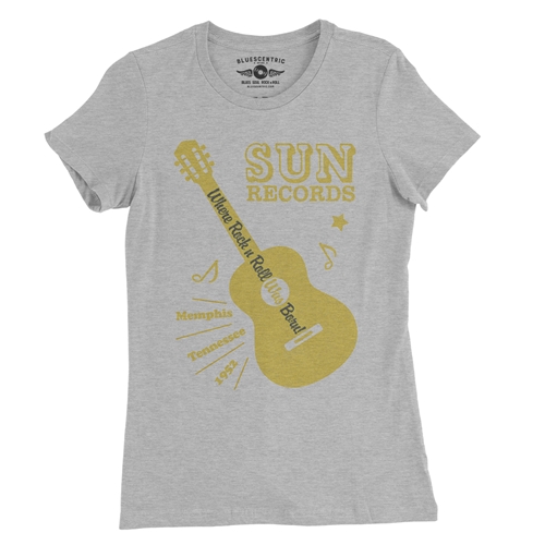 Sun Records Halftone Guitar Ladies T Shirt - Relaxed Fit - ladiesathleticheather