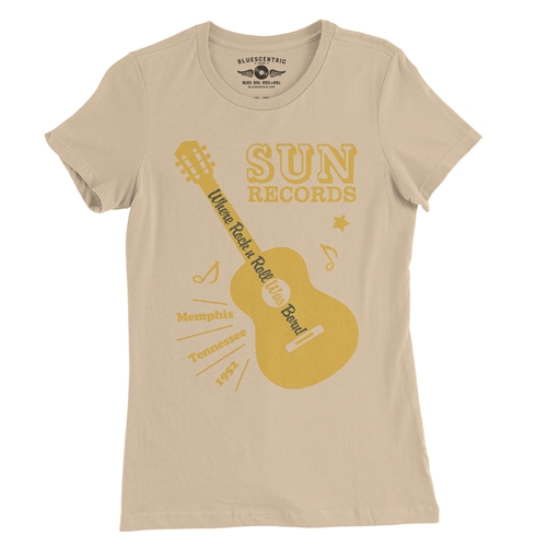Sun Records Halftone Guitar Ladies T Shirt - Relaxed Fit - ladiessanddune